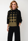 Naya Geo Print Contrast High Neck Top, Black & Green
