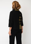 Naya Geo Print Contrast High Neck Top, Black & Green