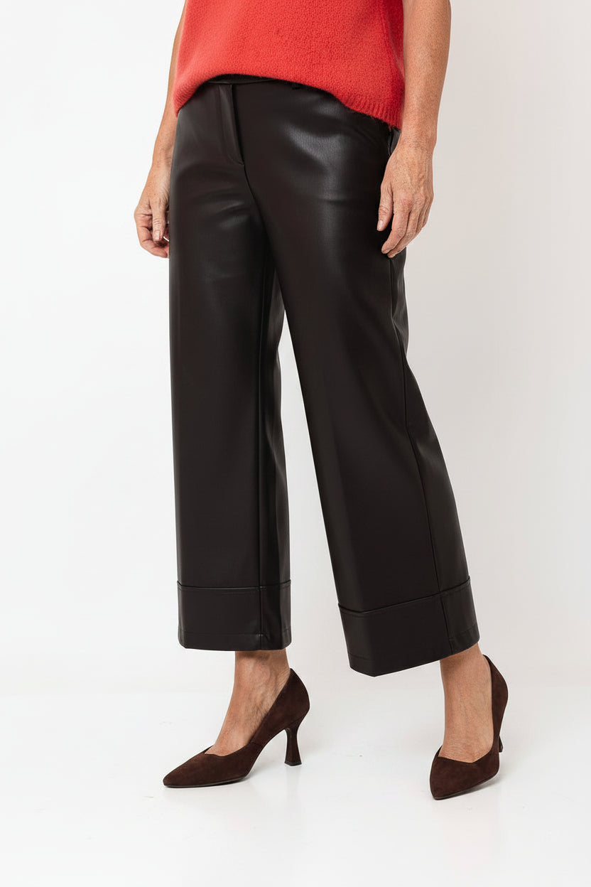 Naya Wide Leg with Hem Panel Trousers, Black
