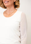 Naya Mesh Sleeve Round Neck Top, Off White