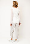 Naya Mesh Sleeve Round Neck Top, Off White
