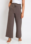 Naya Crinkle Material Straight Leg Trousers, Taupe