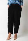 Naya Curved Hem Pull On Trousers, Black