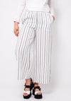 Naya Striped Wide Leg Trousers, White and Black