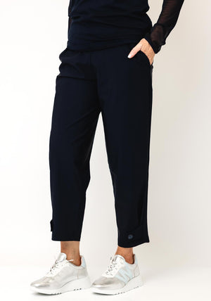 Naya Button Cuff Drawstring Trousers, Navy