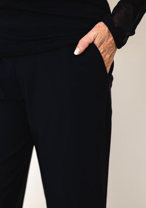 Naya Button Cuff Drawstring Trousers, Navy