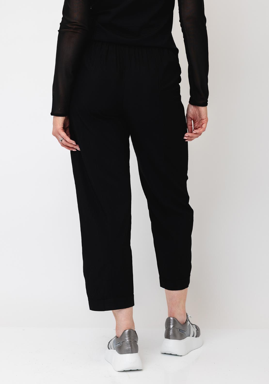Naya Pull Up Zip Cuff Detail Trousers, Black