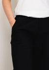 Naya Wide Leg Pin Tuck Trousers, Black