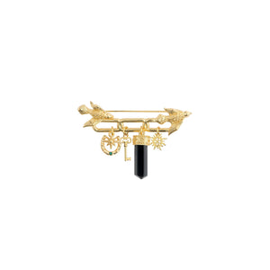 Newbridge Dangle Charm Brooch, Gold