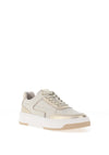 Nero Giardini Leather Metallic Trim Trainers, Warm Beige & Gold