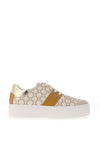 Nero Giardini Leather Printed Laced Trainers, Beige & Yellow
