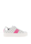 Nero Giardini Leather NG Print Trainers, White & Fuchsia