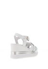 Nero Giardini Leather Logo Wedged Sandals, White