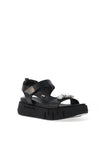 Nero Giardini Leather Diamante Platform Sandals, Black