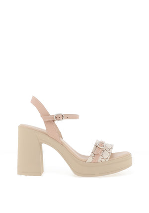 Nero Giardini Diamante Buckle High Heeled Sandals, Beige