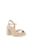 Nero Giardini Diamante Buckle High Heeled Sandals, Beige