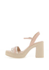 Nero Giardini Diamante Buckle High Heeled Sandals, Beige