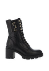 Nero Giardini Leather Military Heeled Boots, Black