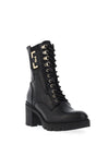Nero Giardini Leather Military Heeled Boots, Black