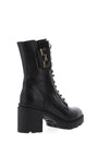Nero Giardini Leather Military Heeled Boots, Black
