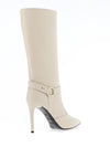 Nero Giardini Knee High Stiletto Heeled Ankle Boots, Cream