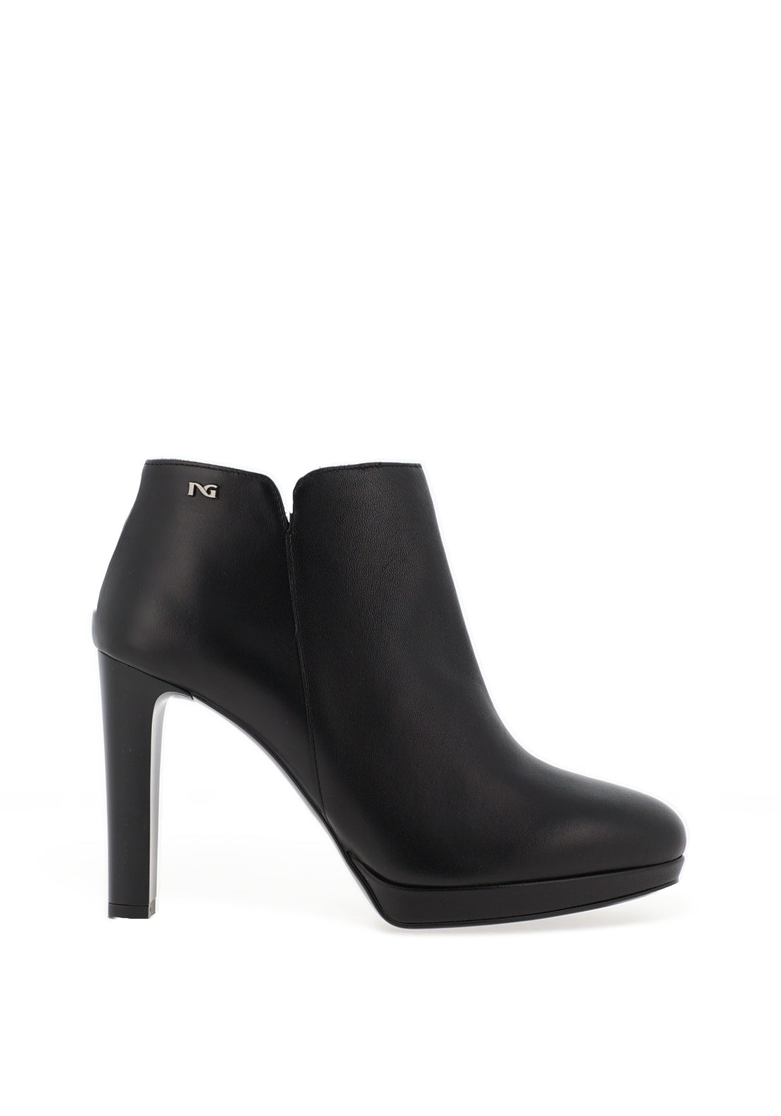 Nero Giardini Smooth Leather Heeled Ankle Boot, Black