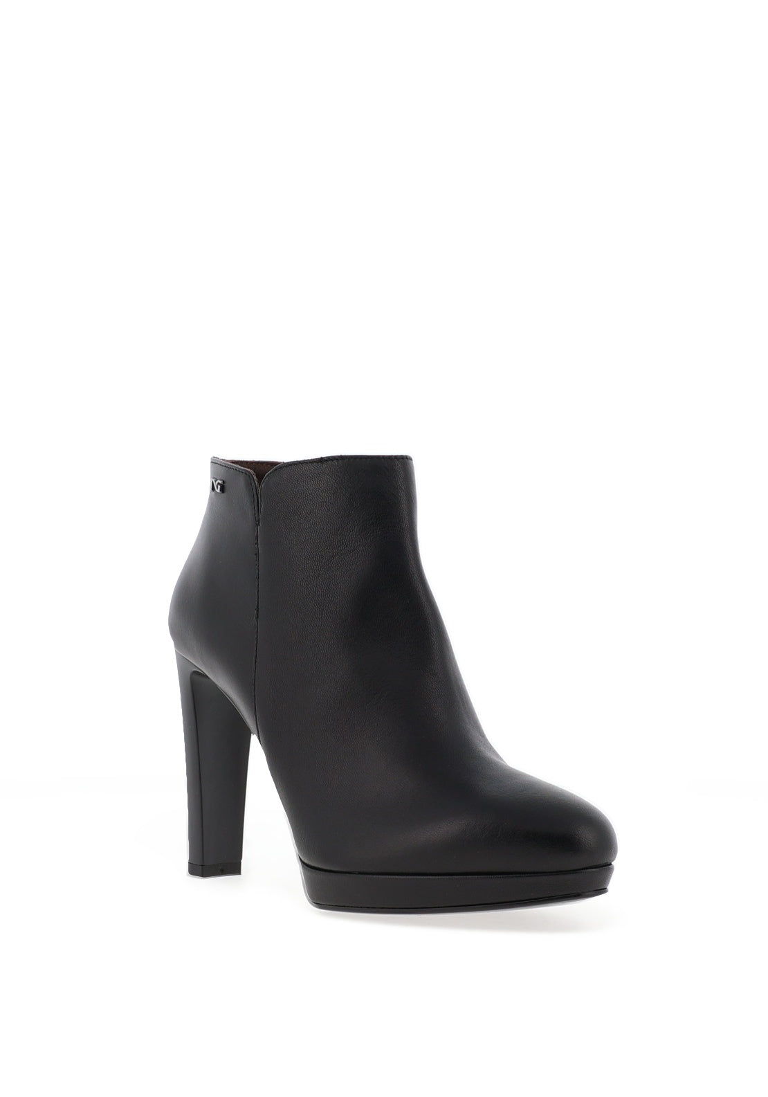 Nero Giardini Smooth Leather Heeled Ankle Boot, Black