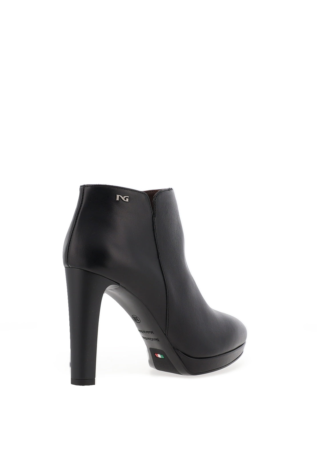 Nero Giardini Smooth Leather Heeled Ankle Boot, Black