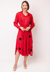 Serafina Collection One Size Plisse Polka Dot Shirt Dress, Red