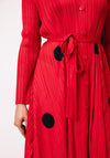 Serafina Collection One Size Plisse Polka Dot Shirt Dress, Red