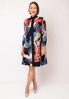Serafina Collection One Size Ribbed Abstract Shirt Dress, Black Multi