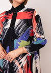 Serafina Collection One Size Ribbed Abstract Shirt Dress, Black Multi