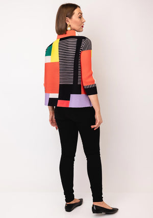 Serafina Collection One Size Ribbed Abstract Shirt, Multi Coloured