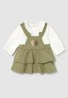 Mayoral Baby Girl Heart Dungaree Set, Green