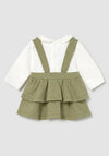 Mayoral Baby Girl Heart Dungaree Set, Green