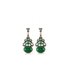 Newbridge Fob Drop Earrings, Antique Gold & Green