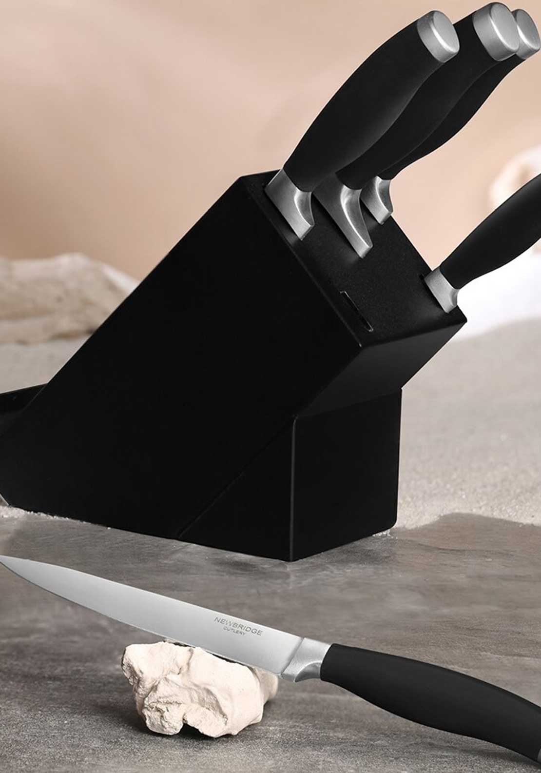 Newbridge 5 Piece Knife Block Set, Black