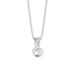 Newbridge CZ Drop Pendant Necklace, Silver