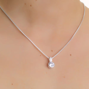 Newbridge CZ Drop Pendant Necklace, Silver