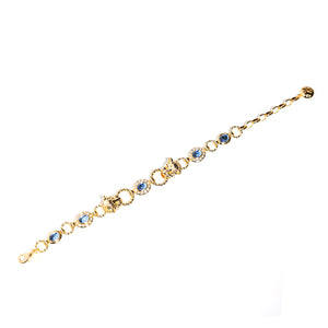 Newbridge Tiger Head Bracelet with Blue Stone Detail