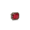 Newbridge Red Stone Rectangle Brooch, Antique Gold