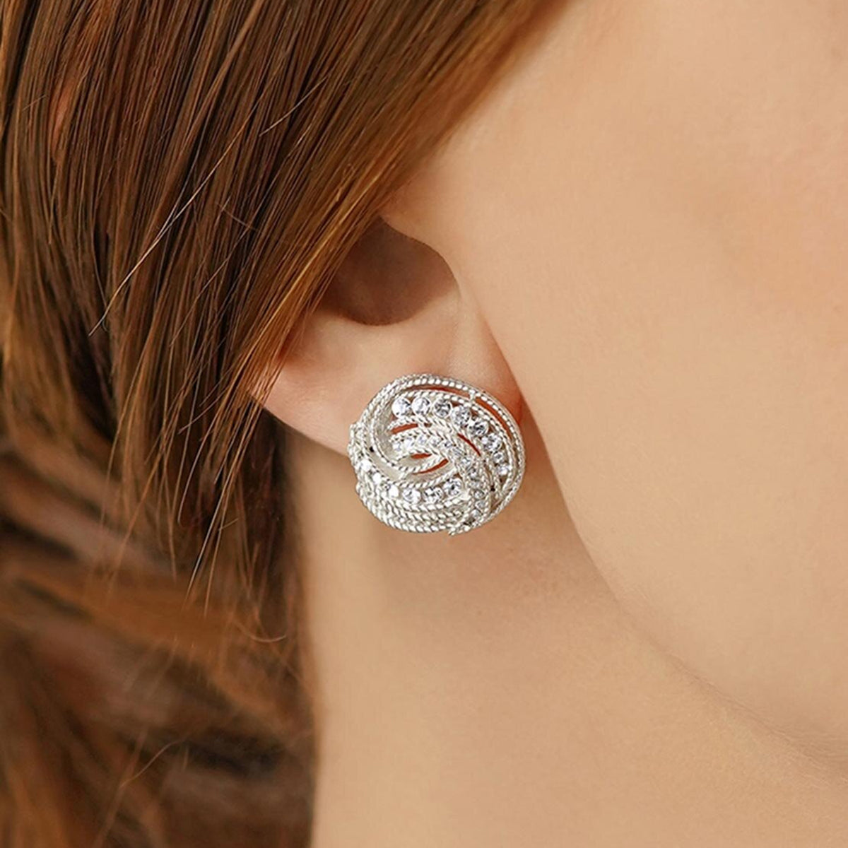 Newbridge CZ Twist Earrings, Silver