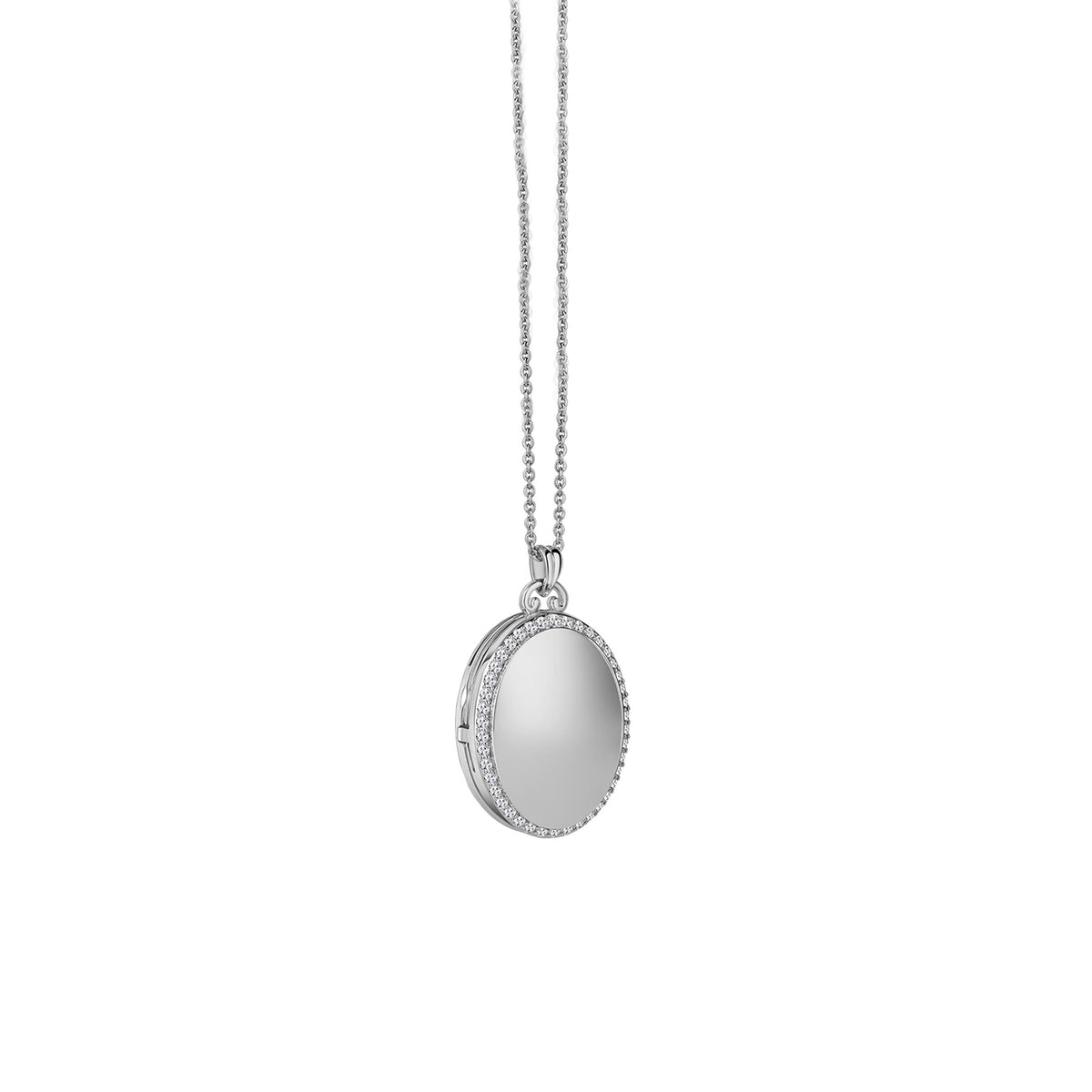 Newbridge Pavé Locket Pendant Necklace, Silver