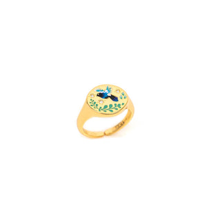 Newbridge Bird Enamel Ring, Gold