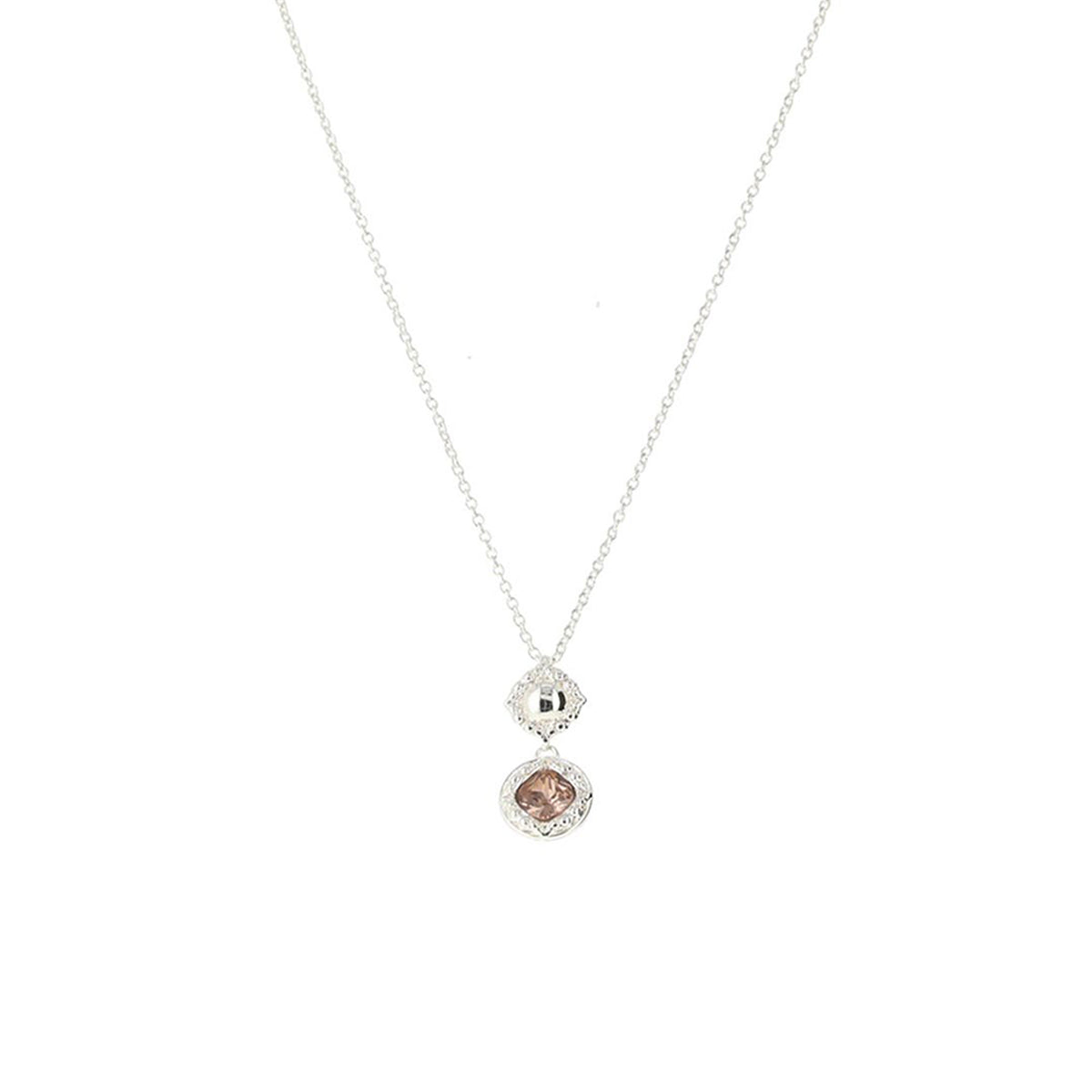 Newbridge Ti Amo Pendant with Peach Stone Necklace, Silver