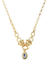 Newbridge Tiger Head Pendant Necklace with Blue Stone Detail, Gold