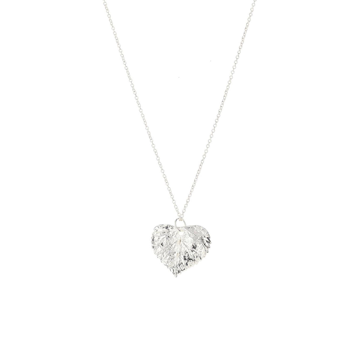 Newbridge Textured Leaf Necklace, Silver