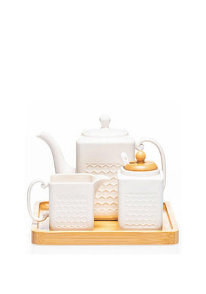 Newgrange Living Ceramic 3 Piece Tea Set, White
