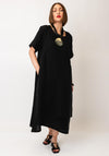 Nilmark Linen Panel Detail Midi Dress, Black