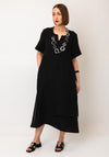 Nilmark Linen Panel Detail Midi Dress, Black